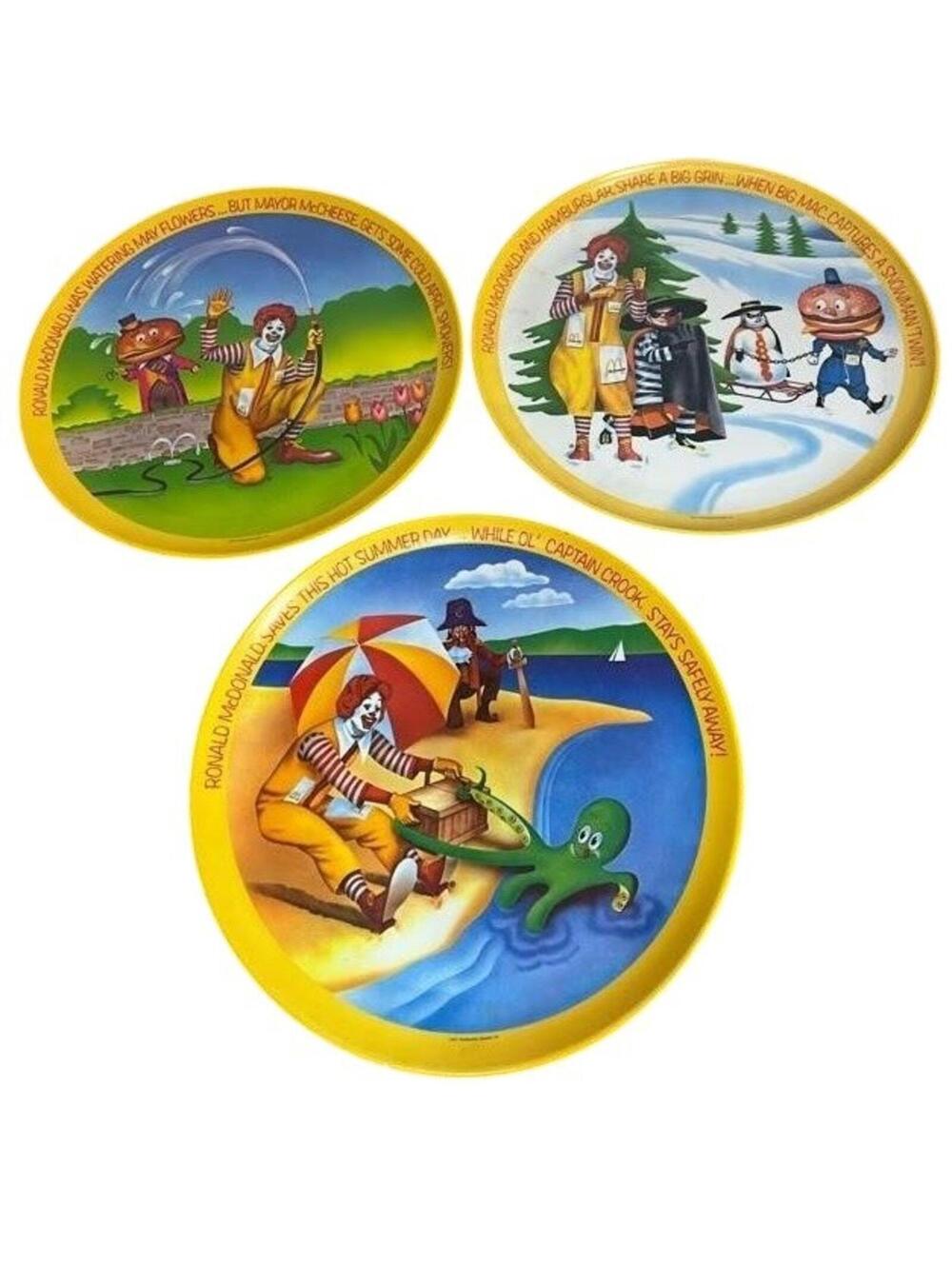 Vintage McDonald's Ronald McDonald Plastic Serving Trays Set Of 3 McDonaldland